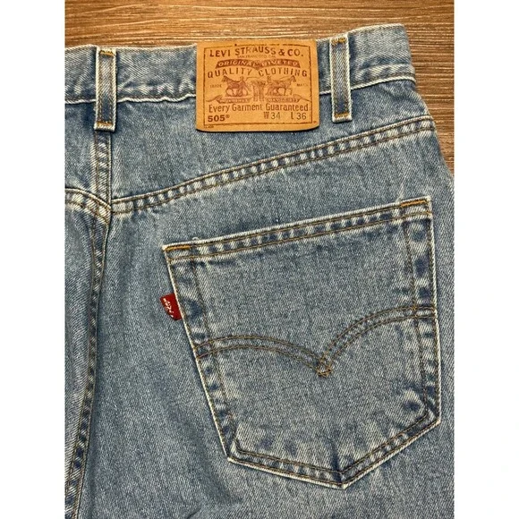 Vintage 98' Levi's 505 Regular Fit Straight Leg Light Wash Mens Jeans Sz 34x36 - Picture 9 of 9